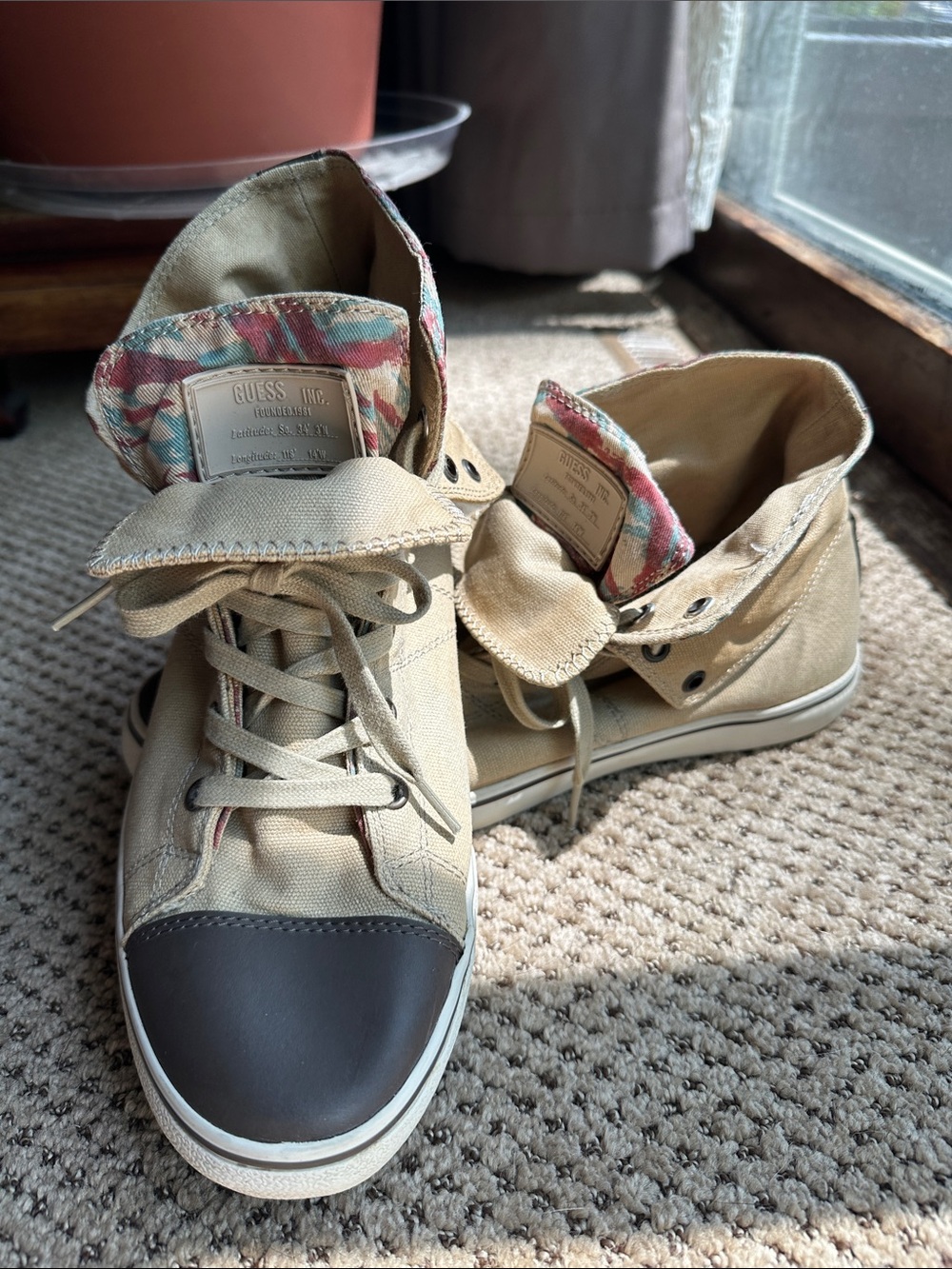 Men’s GUESS Canvas fold over high-tops size 10